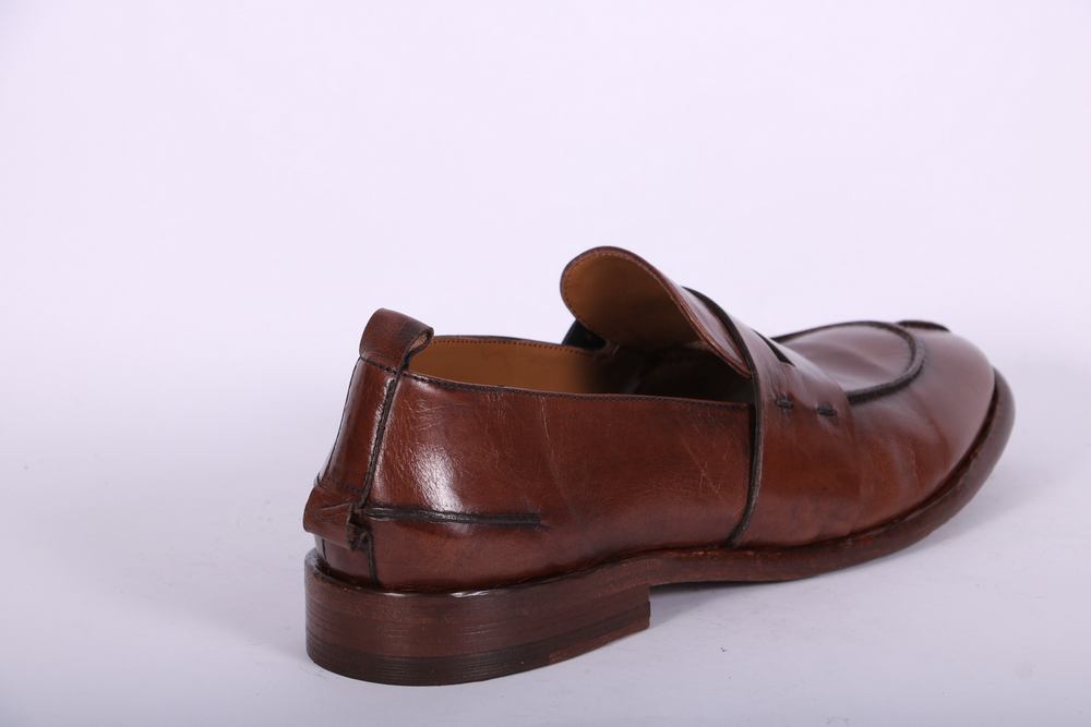 Mocassino cucitura pelle marrone Martire<BR/> 