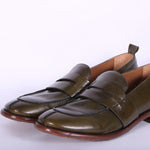 Mocassino cucitura pelle verde MRT<BR/> 