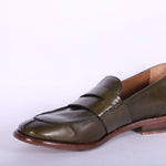 Mocassino cucitura pelle verde MRT<BR/> 