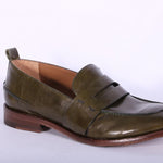 Mocassino cucitura pelle verde MRT<BR/> 