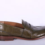 Mocassino cucitura pelle verde MRT<BR/> 