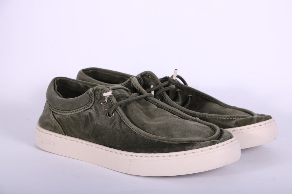 Scarpa uomo tela verde cucitura Natural World 