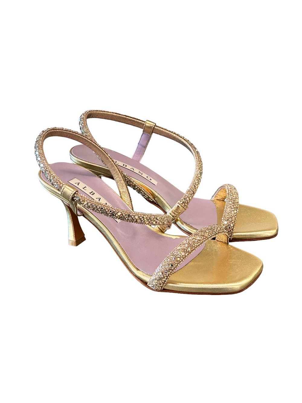 Sandalo strass fascia trasversale platino Albano 