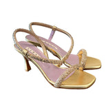Sandalo strass fascia trasversale platino Albano 