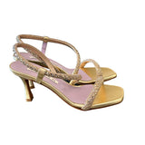 Sandalo strass fascia trasversale platino Albano 
