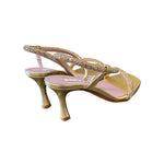 Sandalo strass fascia trasversale platino Albano 