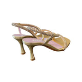Sandalo strass fascia trasversale platino Albano 