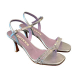 Sandalo cerimonia fasce strass argento Albano 