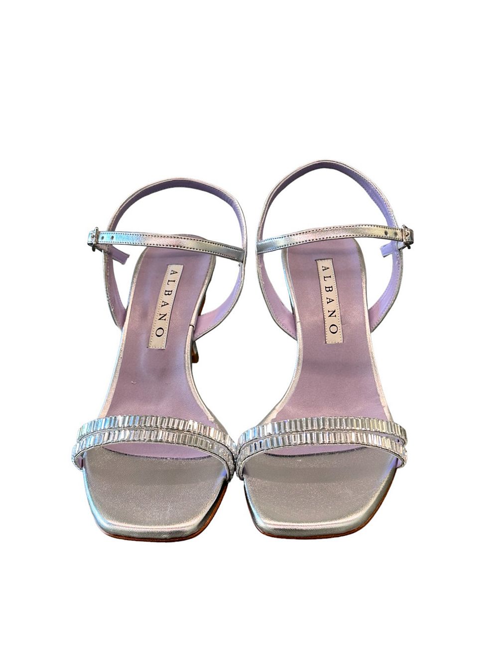 Sandalo cerimonia fasce strass argento Albano 