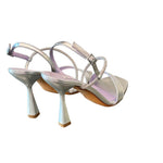Sandalo cerimonia laminato metal strass argento Albano 