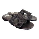 Ciabatta con strass nera Bibi Lou<BR/> 