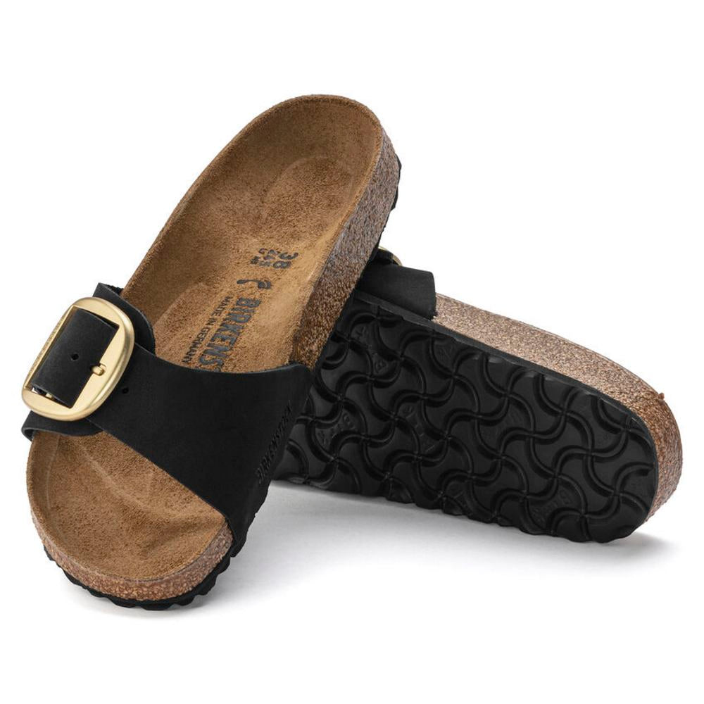 Ciabatta donna Madrid Big Buckle suede nero Birkenstock 