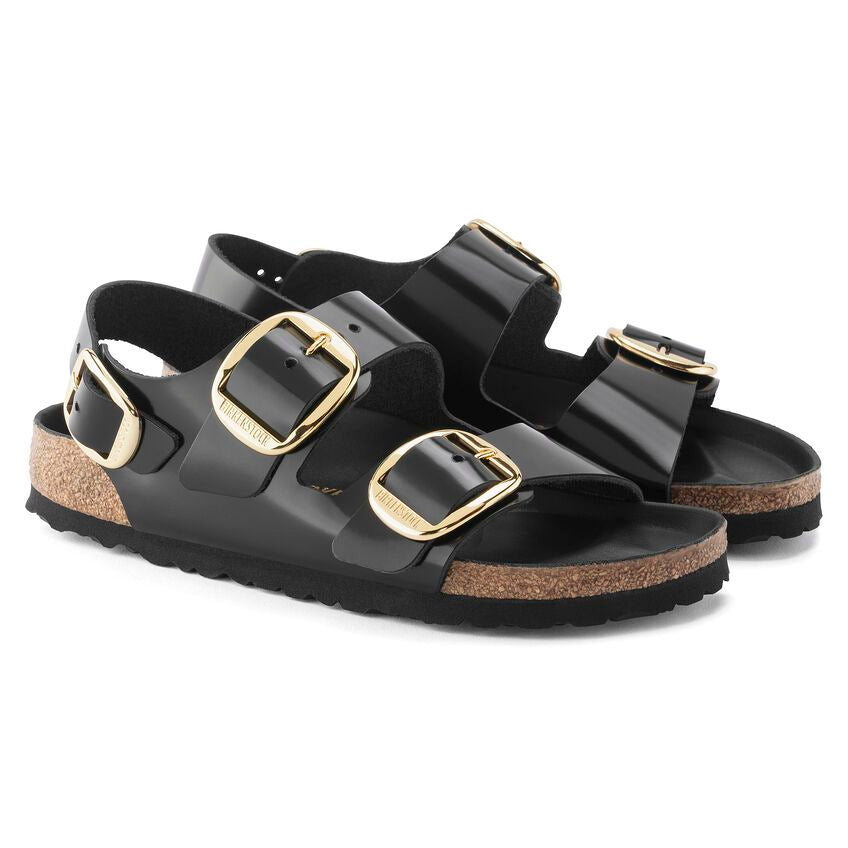 Sandalo Milano Big Buckle shine black Birkenstock 1024211 