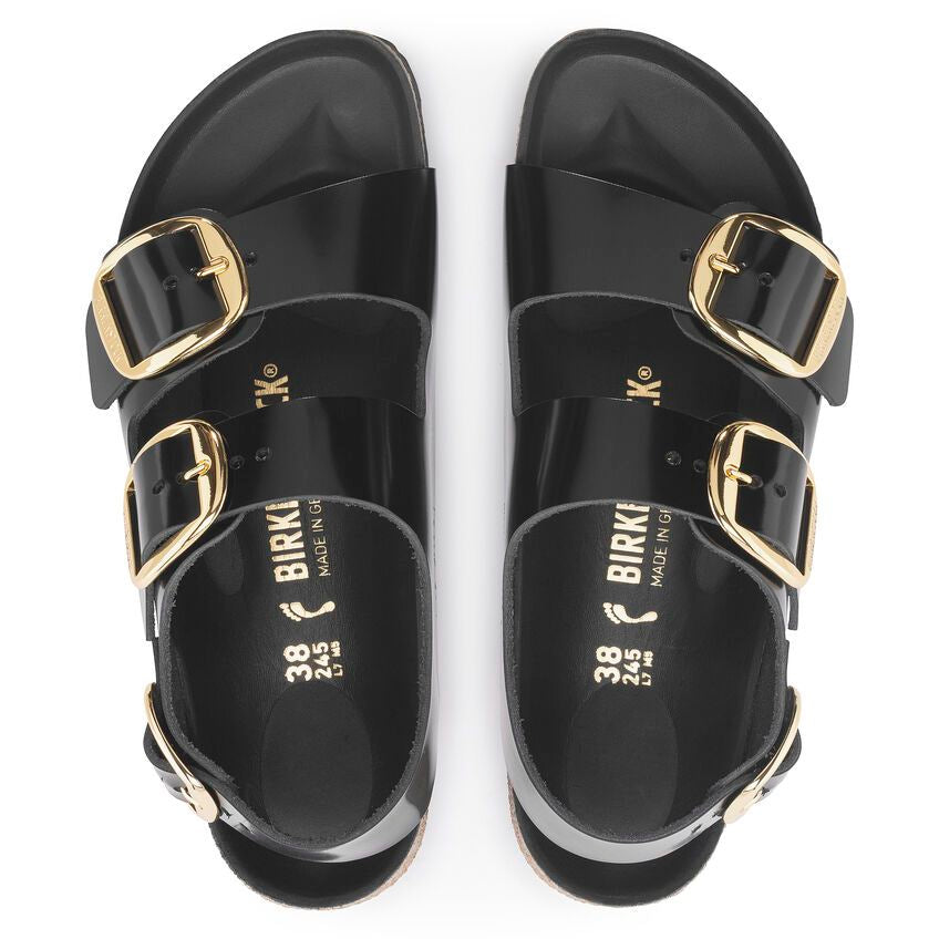 Sandalo Milano Big Buckle shine black Birkenstock 1024211 