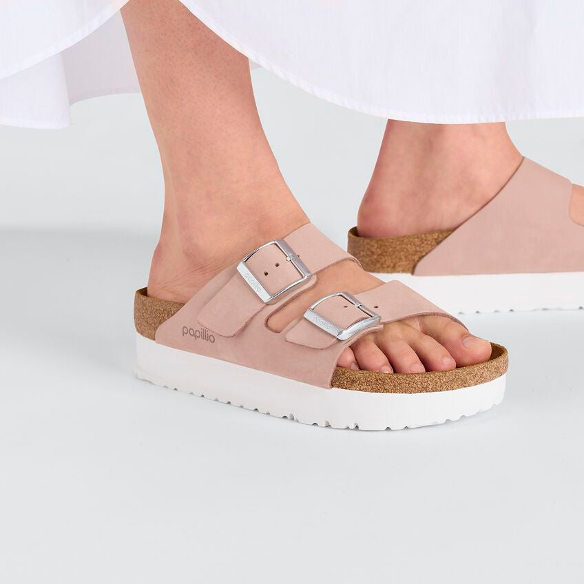 Ciabatta Arizona Papillio birkenstock pink nabuk leahter platform 