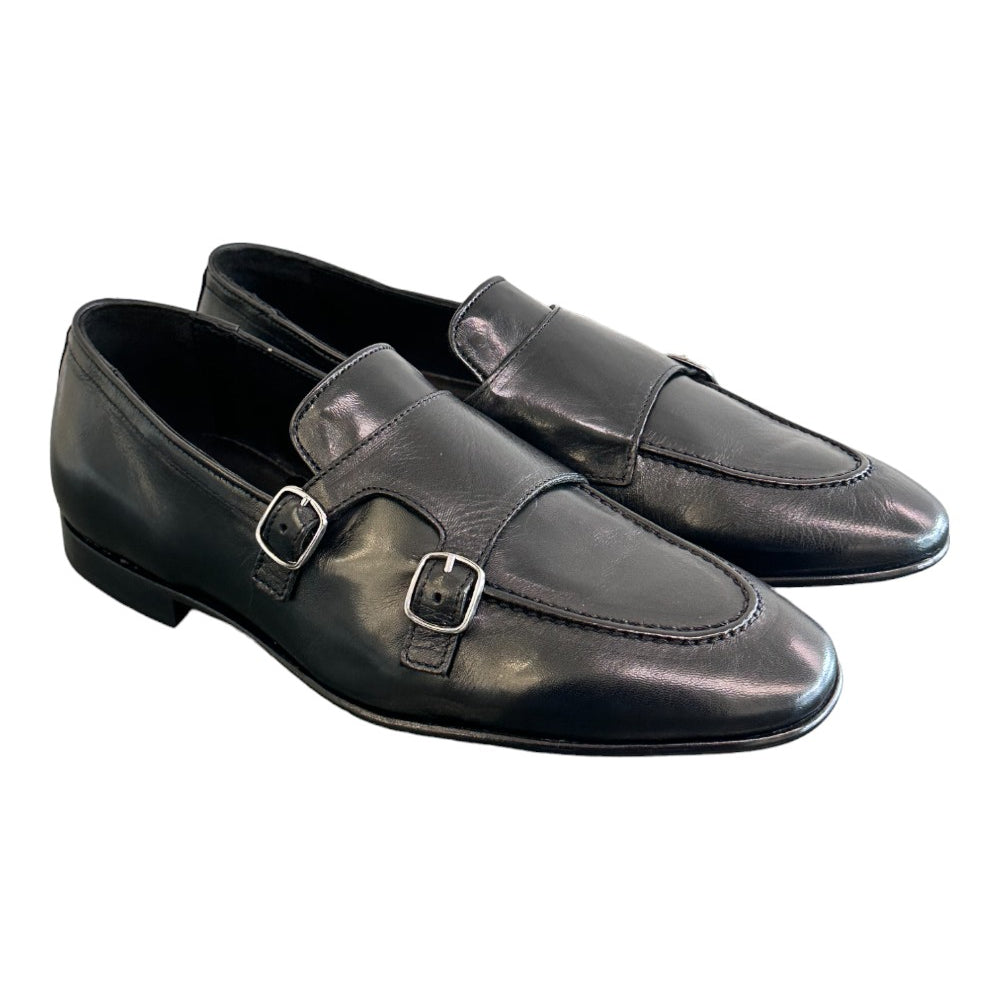 Mocassino fibbie pelle nera Pawelks<BR/> 