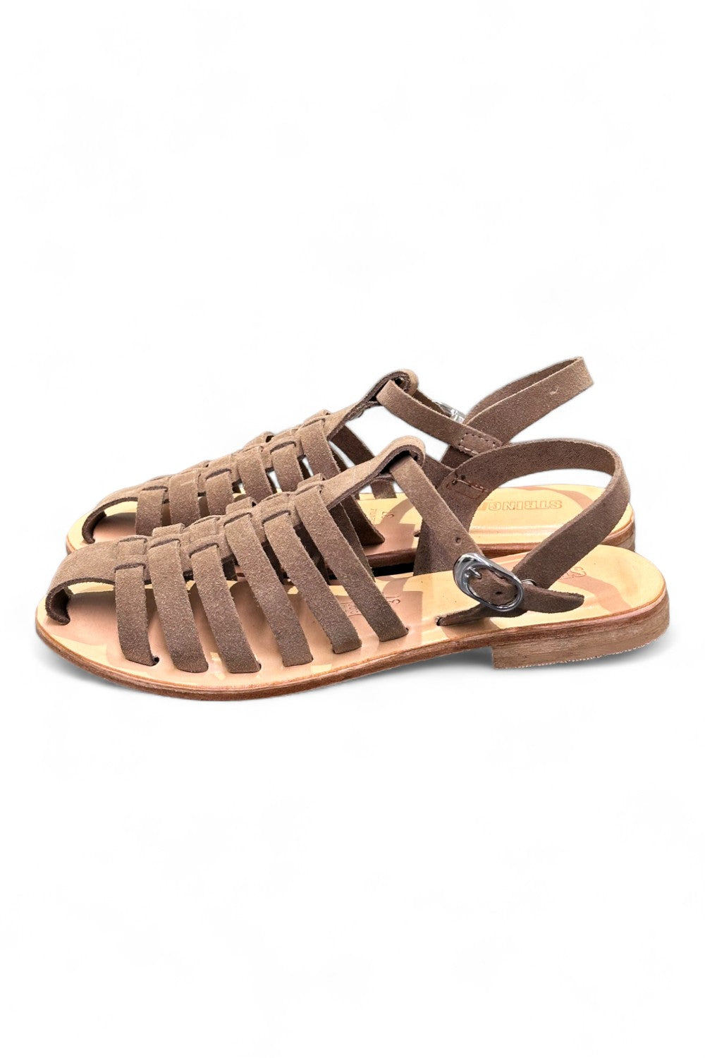 Sandalo gabbia in suede beige Stringart 