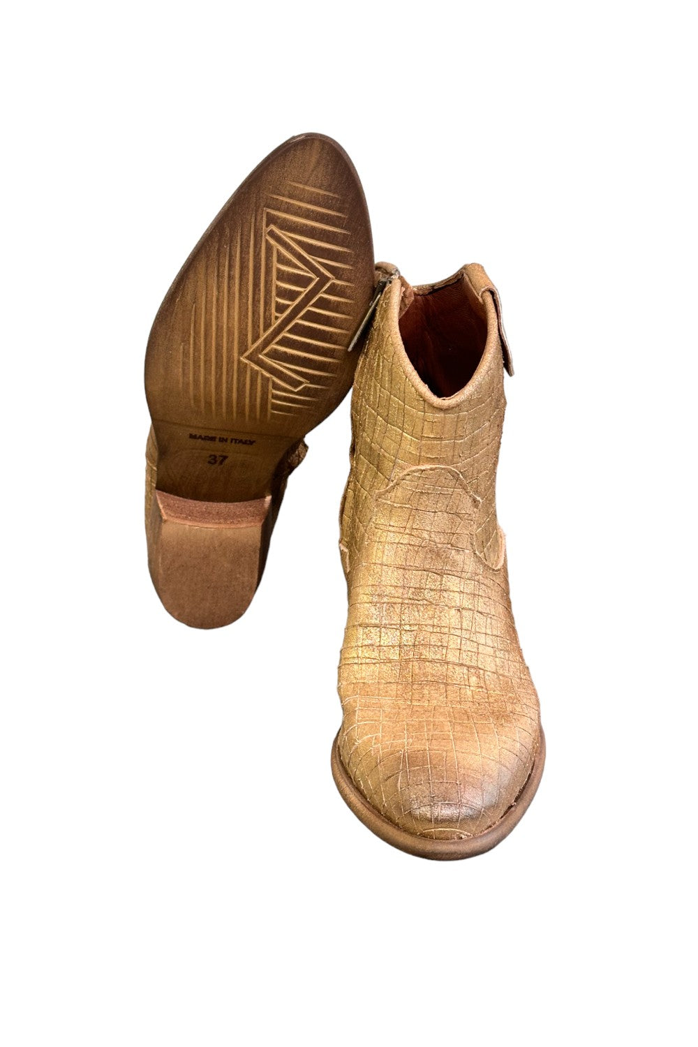 Stivaletto texano intagliato oro Zoe 