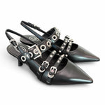 Slingback Ash Babel fibbie pelle nera 