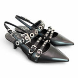 Slingback Ash Babel fibbie pelle nera 