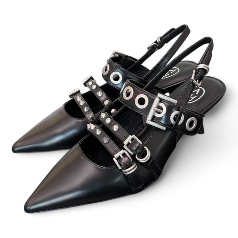 Slingback Ash Babel fibbie pelle nera 