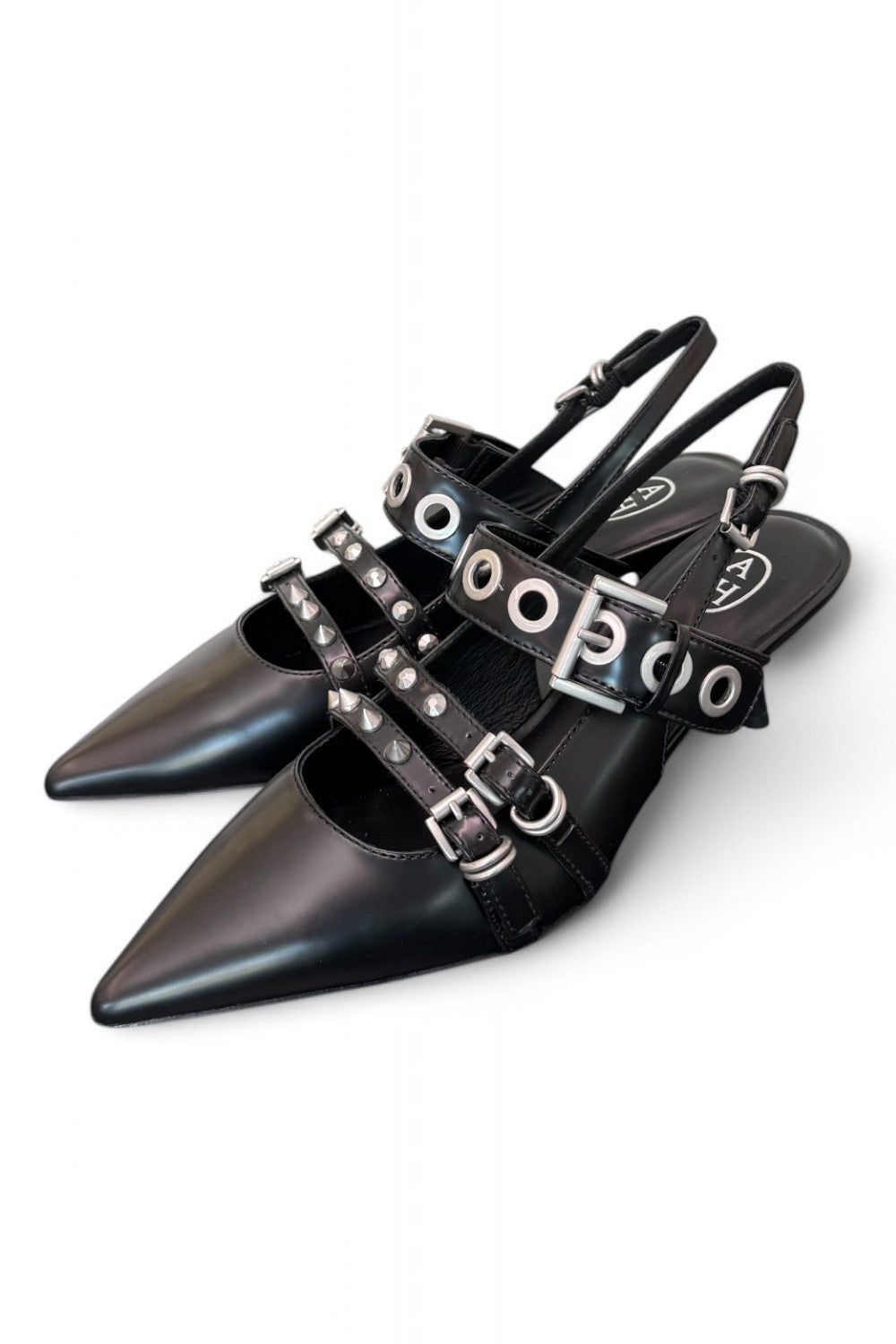 Slingback Ash Babel fibbie pelle nera 