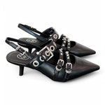 Slingback Ash Babel fibbie pelle nera 