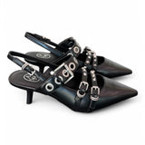 Slingback Ash Babel fibbie pelle nera 