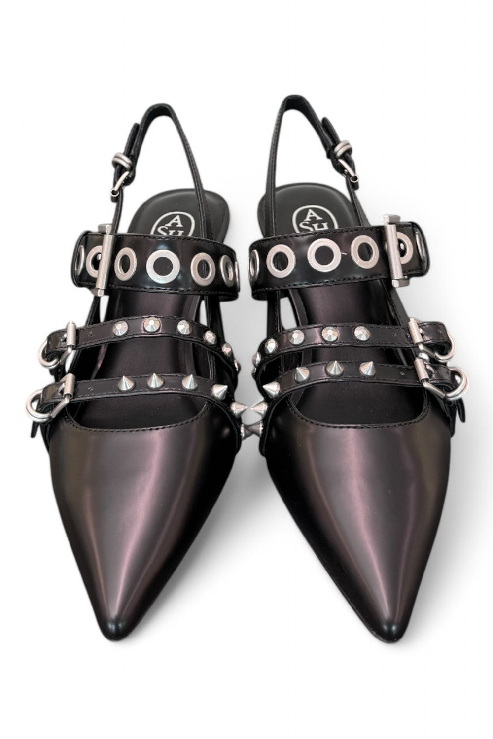 Slingback Ash Babel fibbie pelle nera 