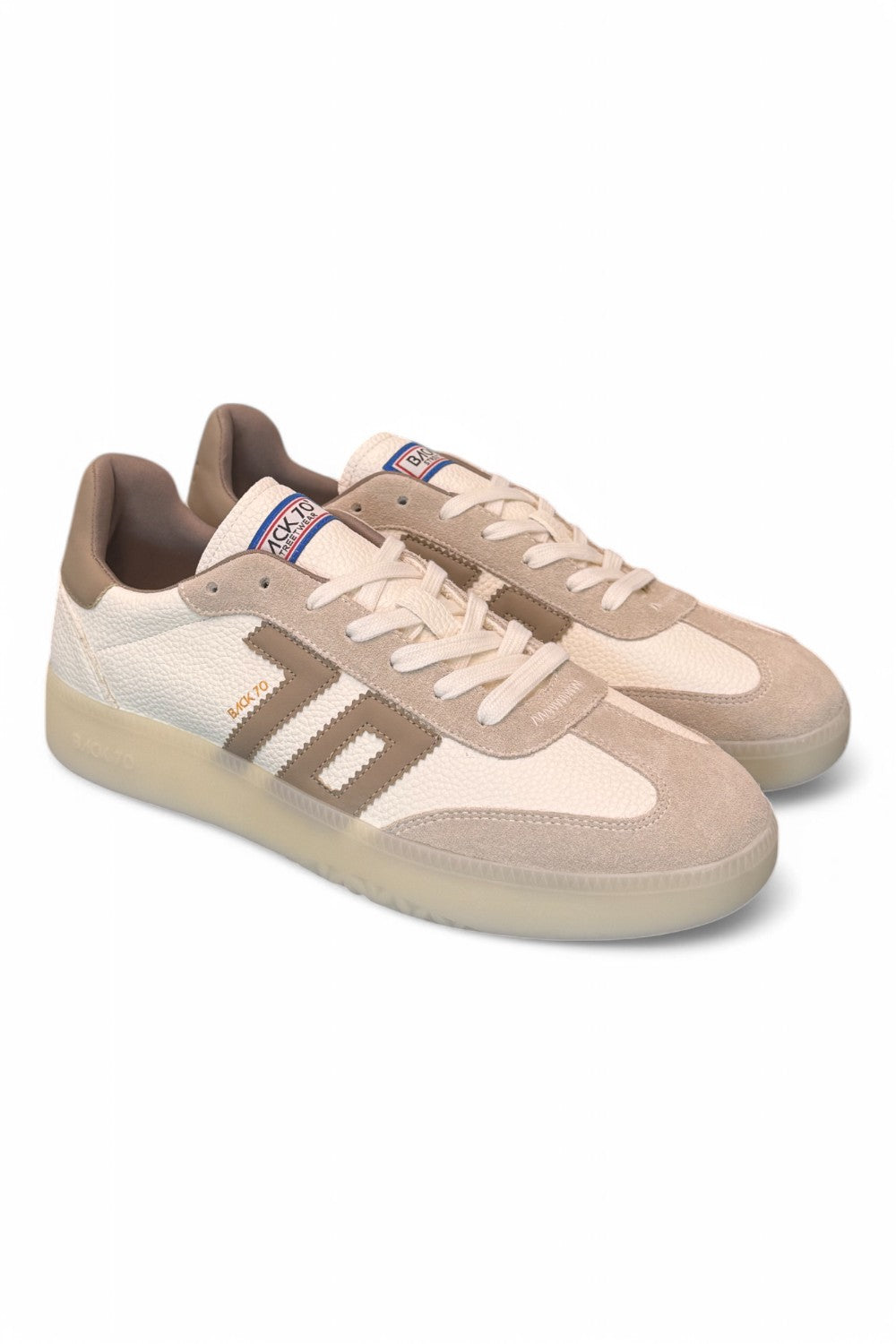 Sneaker uomo  Boston suede bianco beige Back 70<BR/> 