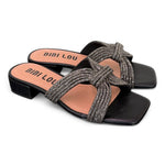 Ciabatta fascia strass nera Bibi Lou<BR/> 