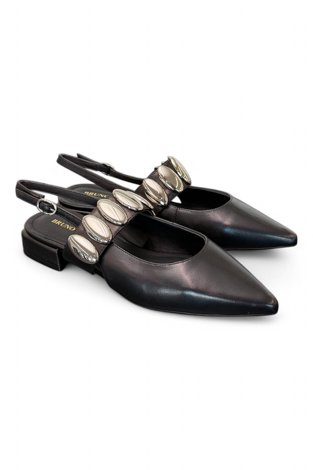 Slingback nera con accessorio Bruno Premi<BR/> 