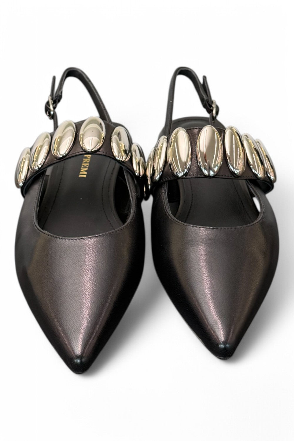 Slingback nera con accessorio Bruno Premi<BR/> 