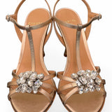 Sandalo gioiello bronzo rosato tacco 90 Chantal<BR/> <BR/> 