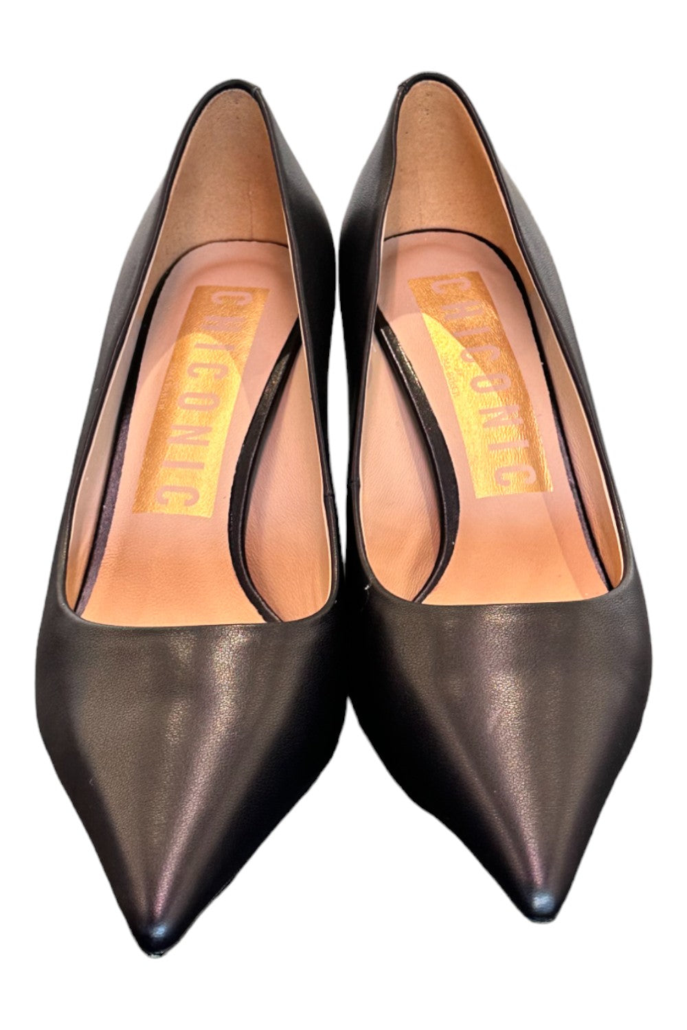 Decolté pelle nera tacco 70 Chiconic<BR/> 