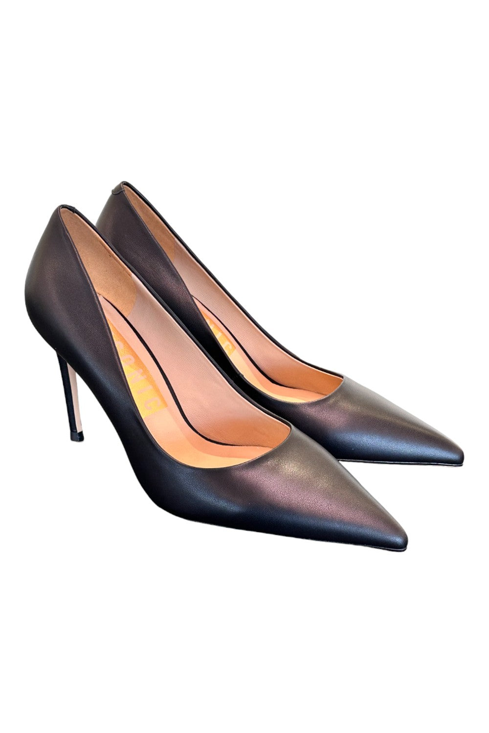 Decolté pelle nera tacco 90 Chiconic<BR/> 