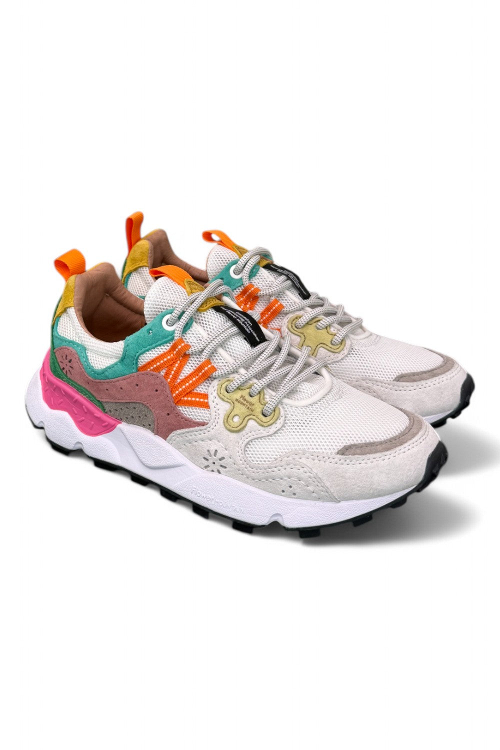 Sneaker donna Flower Mountain Yamano 3 White Fuxia 1N11 rete 