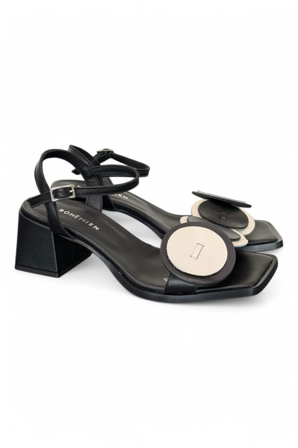 Sandalo cerchi nero tacco 50 Bohemien<BR/> 