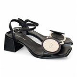 Sandalo cerchi nero tacco 50 Bohemien<BR/> 