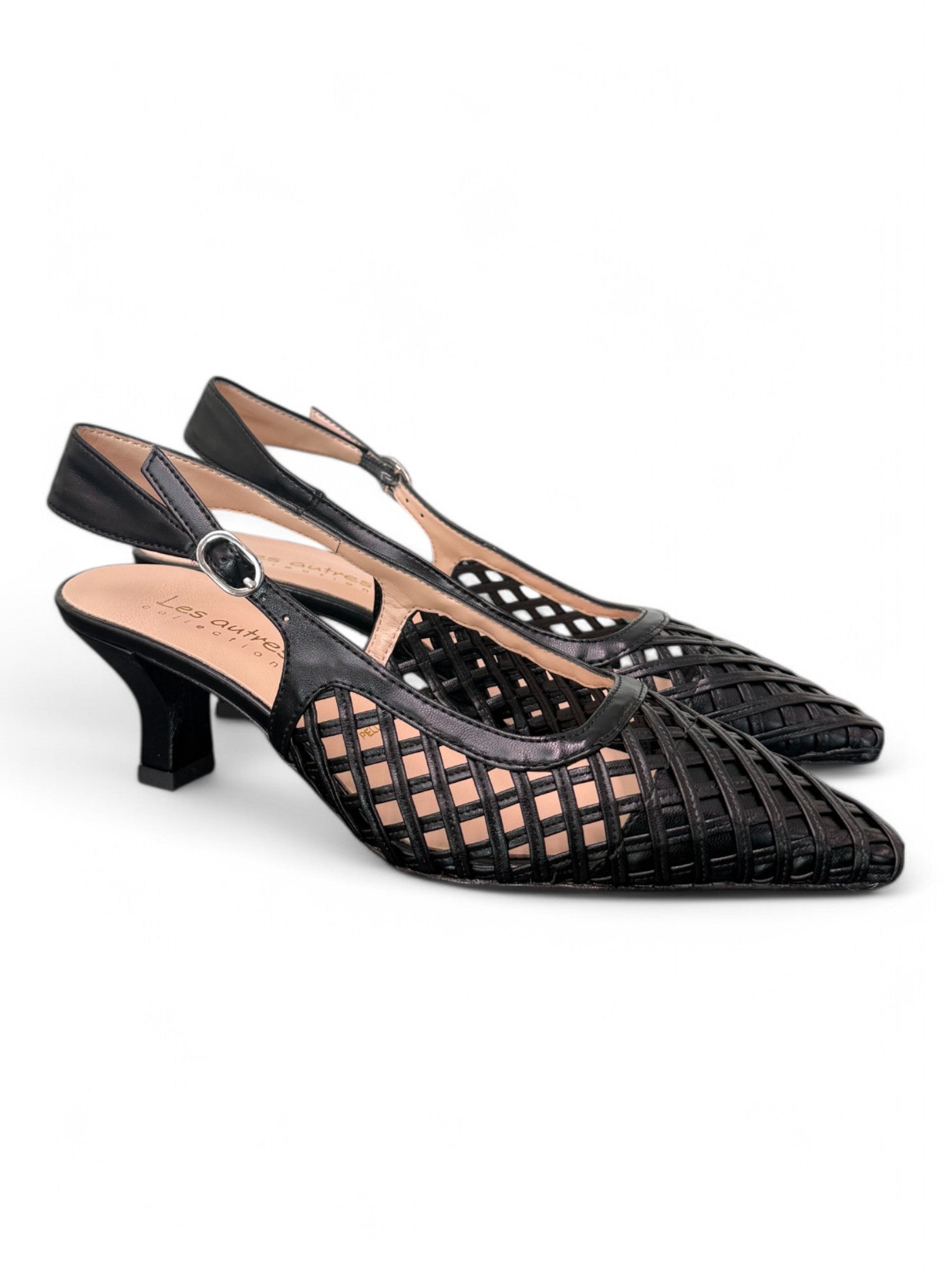 Slingback intreccio nero tacco 50 Les Autres<BR/> 