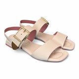 Sandalo 2 fasce con fibbia Lorenzo Mari pelle latte 