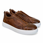 Sneaker uomo slip on pelle marrone  Pawelks 