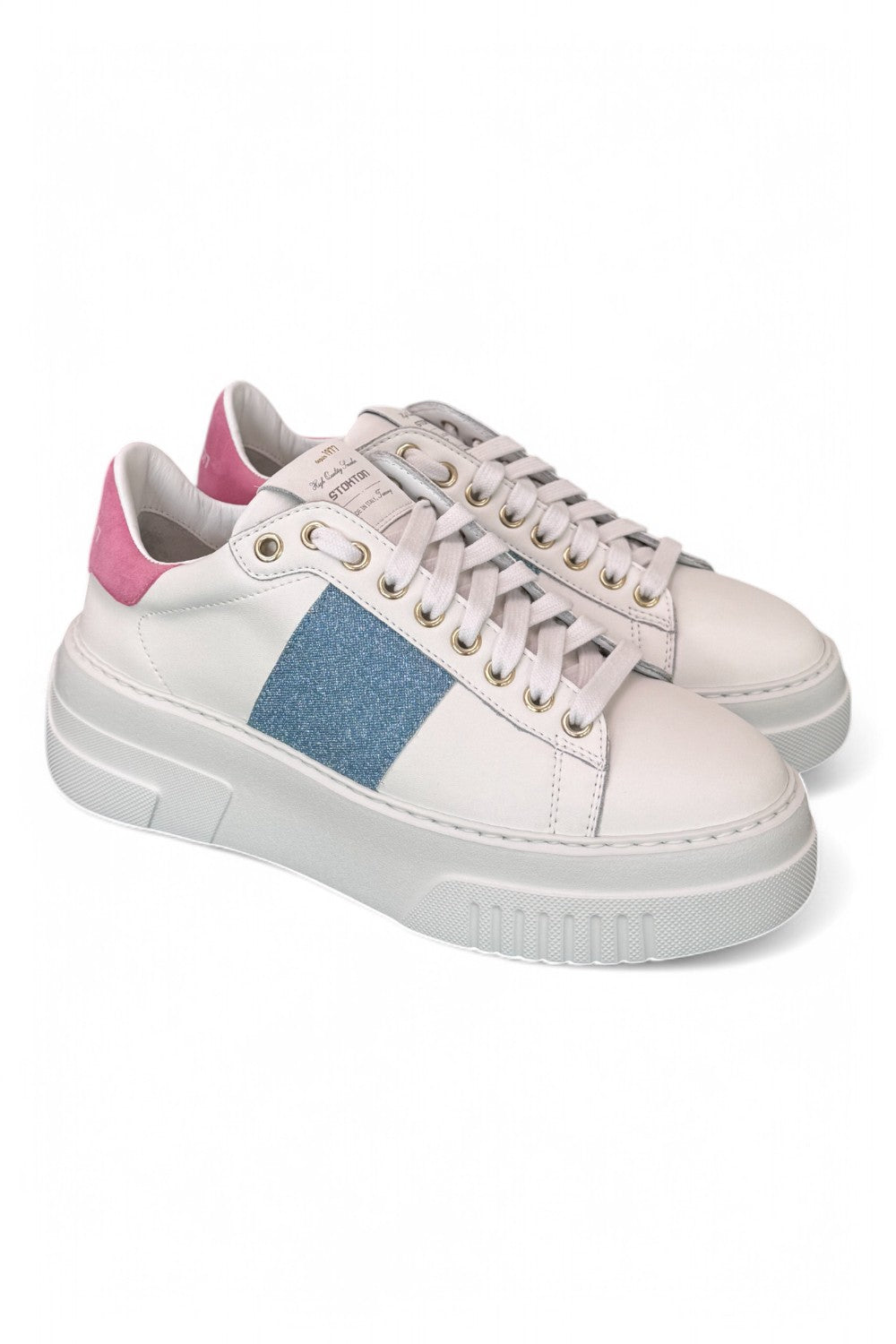 Sneaker Stokton Nicla bianco celeste platform 