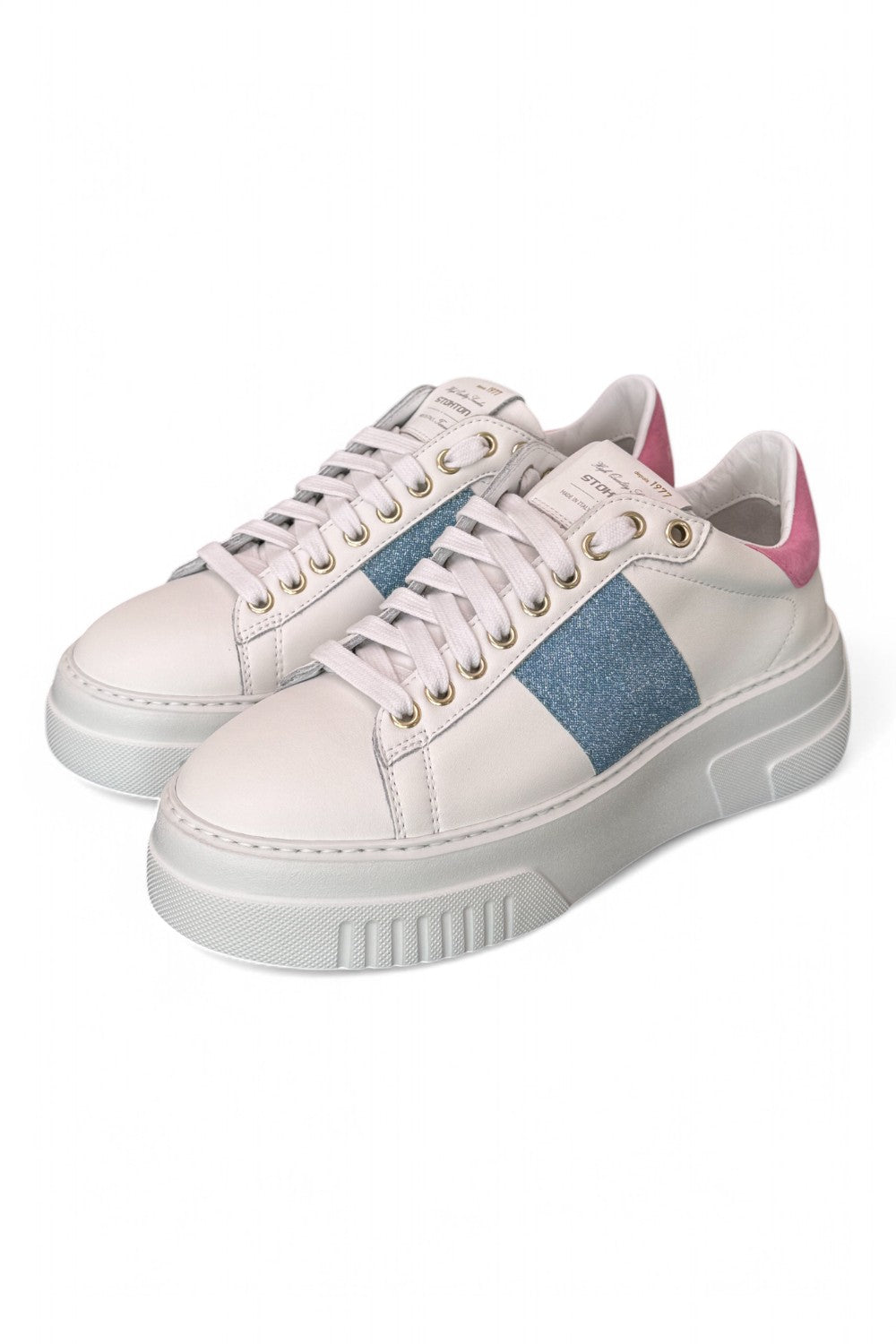 Sneaker Stokton Nicla bianco celeste platform 