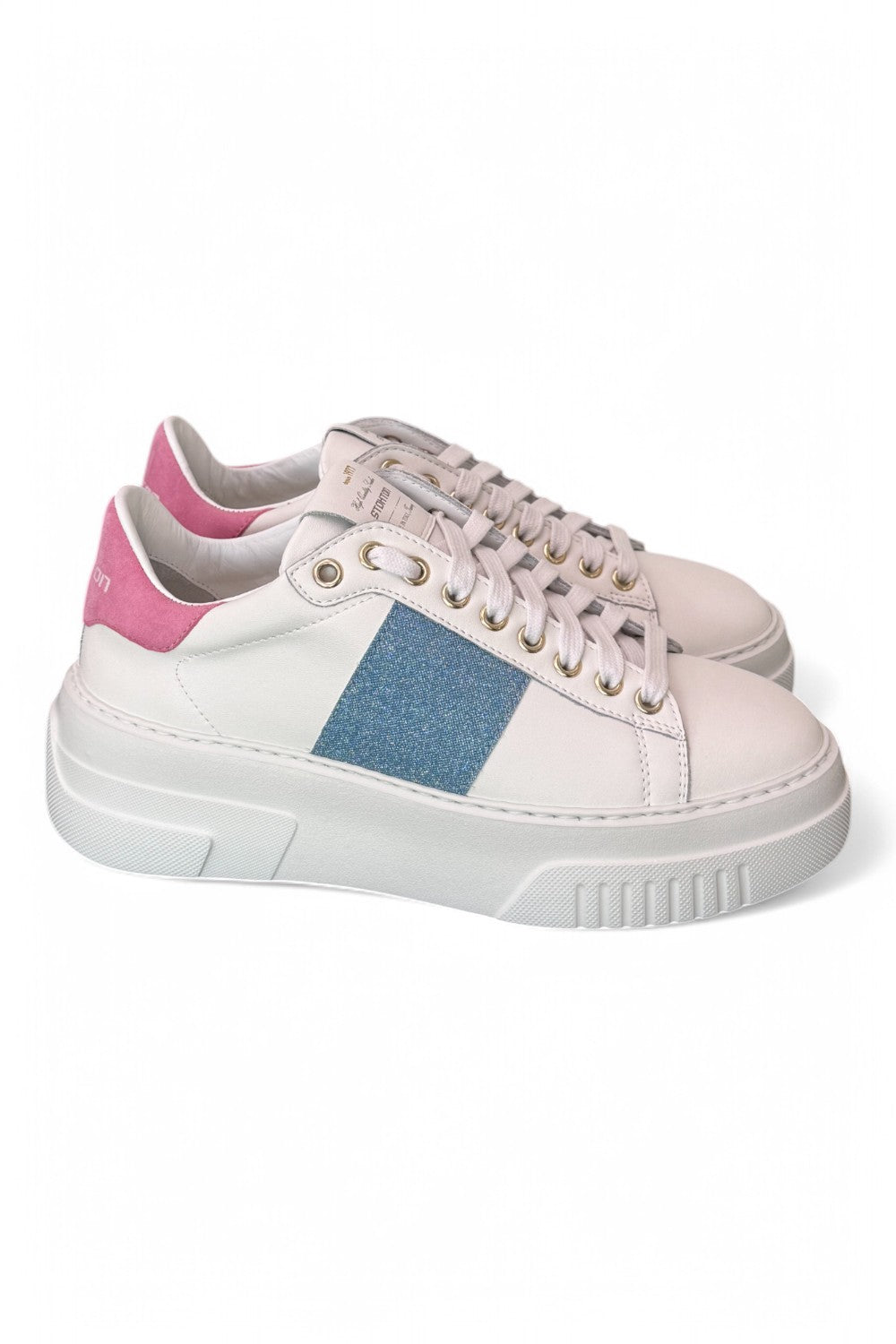 Sneaker Stokton Nicla bianco celeste platform 