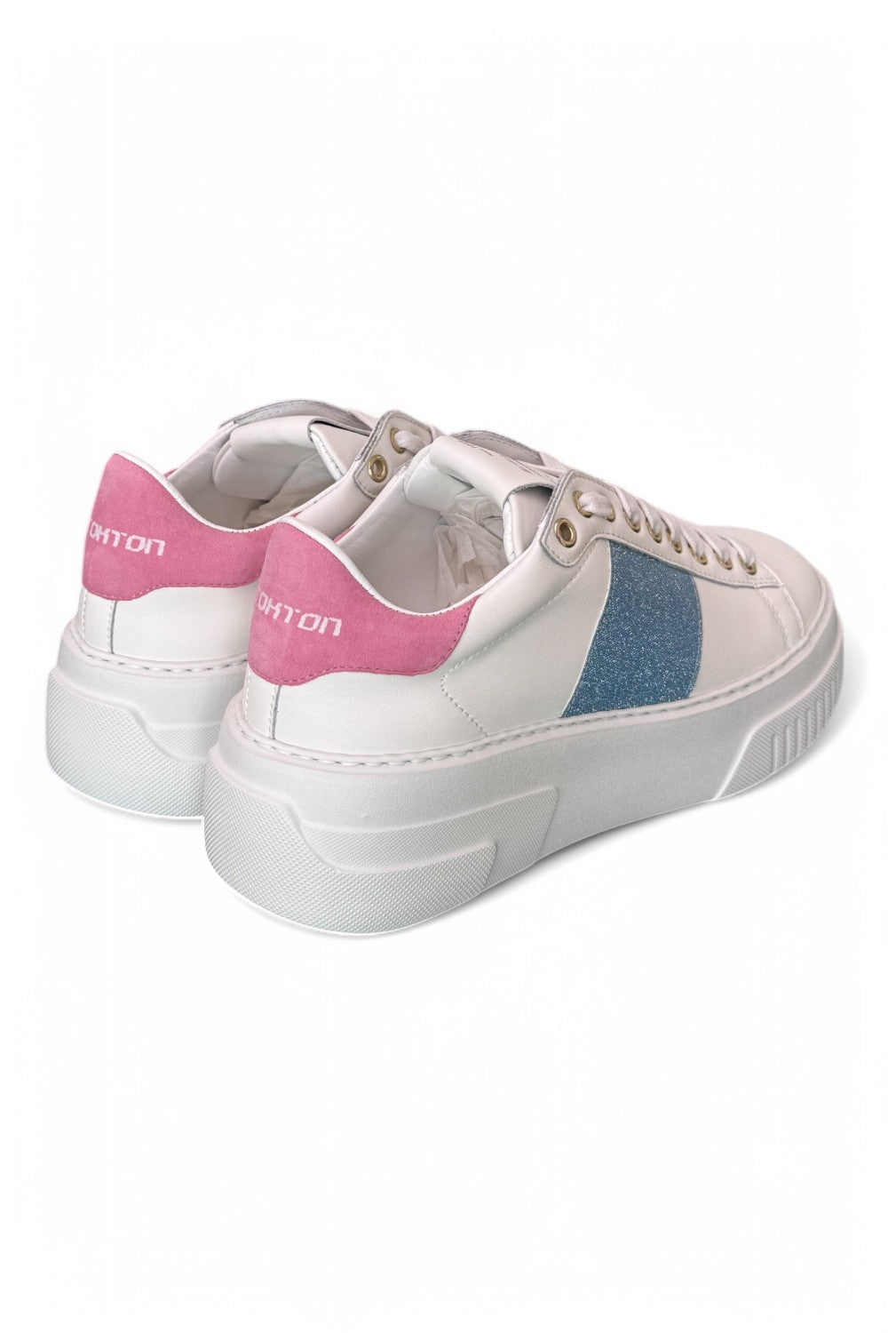 Sneaker Stokton Nicla bianco celeste platform 
