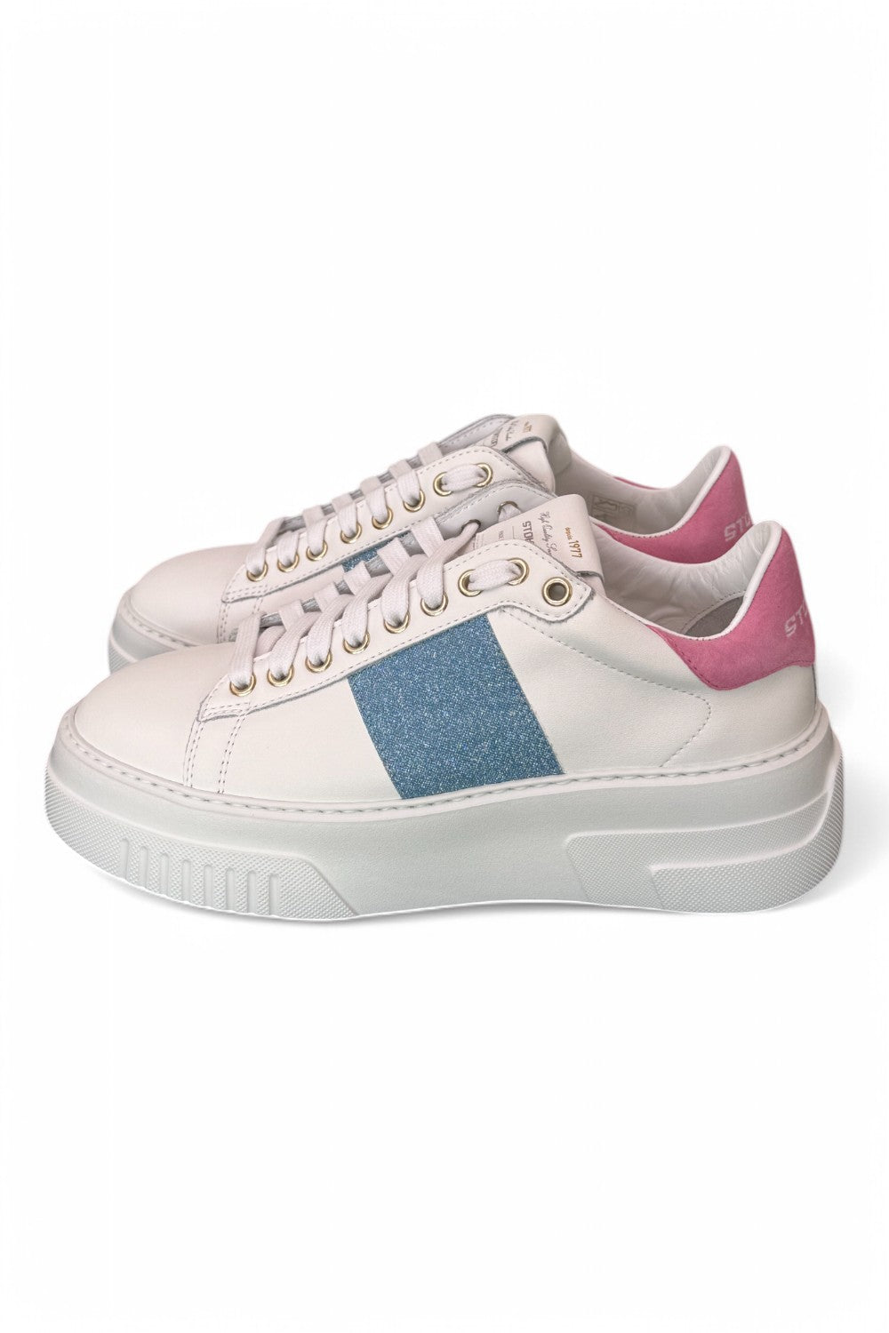 Sneaker Stokton Nicla bianco celeste platform 