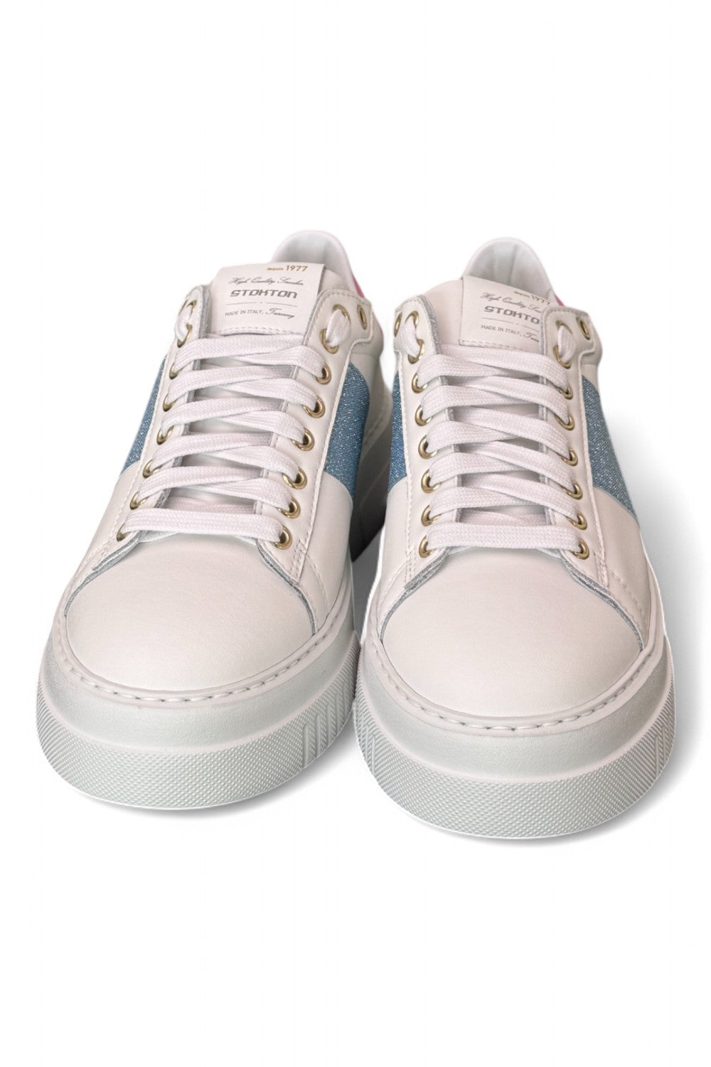 Sneaker Stokton Nicla bianco celeste platform 