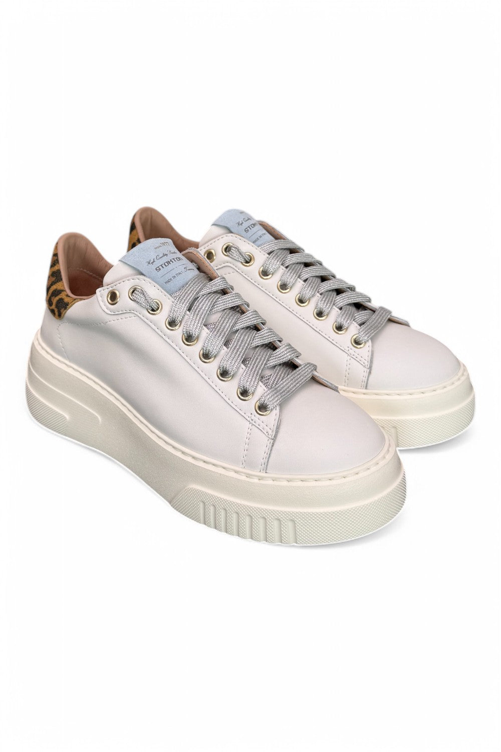 Sneaker donna Stokton pelle bianca platform 