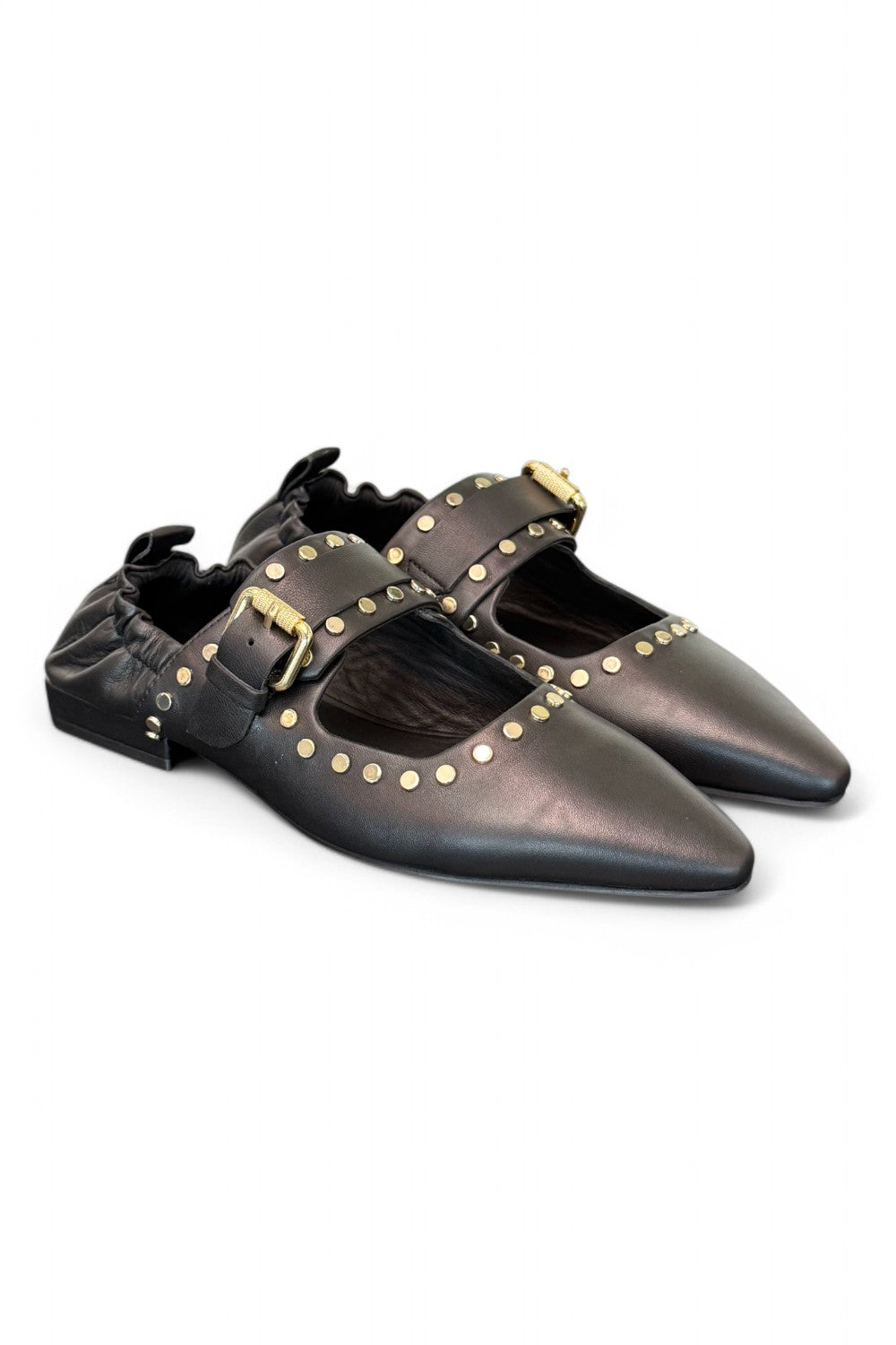 Ballerina nera con cinturino e borchie Elvio Zanon<BR/> 